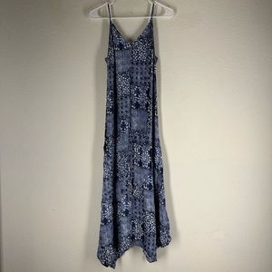TOMMY HILFIGER Blue Patchwork Print Maxi Dress size XS
